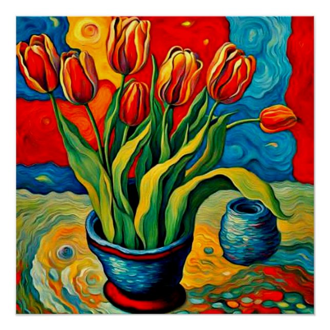 Tulips in Vase Poster (Vorderseite)
