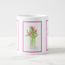 Tulips in Wasser handbemalt Aquarell Floral