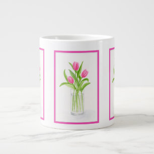 Tulips in Wasser handbemalt Aquarell Floral Jumbo-Tasse