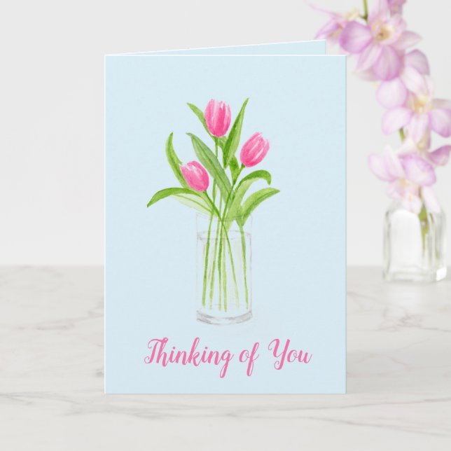 Tulips in Wasser handbemalt Aquarell Floral Karte (Orchidee)