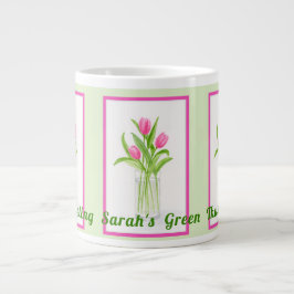 Tulips in Water Handpainted Watercolor PERSONALIZE Jumbo-Tasse