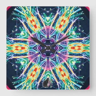 Tulips Kaleidosskop Quadratische Wanduhr