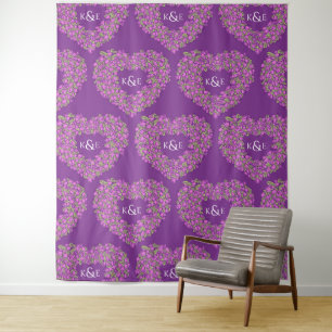 Tulips lila monogramm Hochzeitskugel Wandteppich