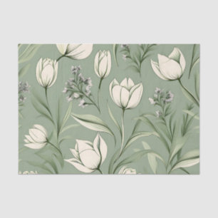 Tulips mit Blätter auf hellgrün Seidenpapier