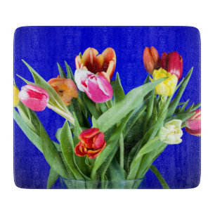 Tulips on Blue Schneidebrett