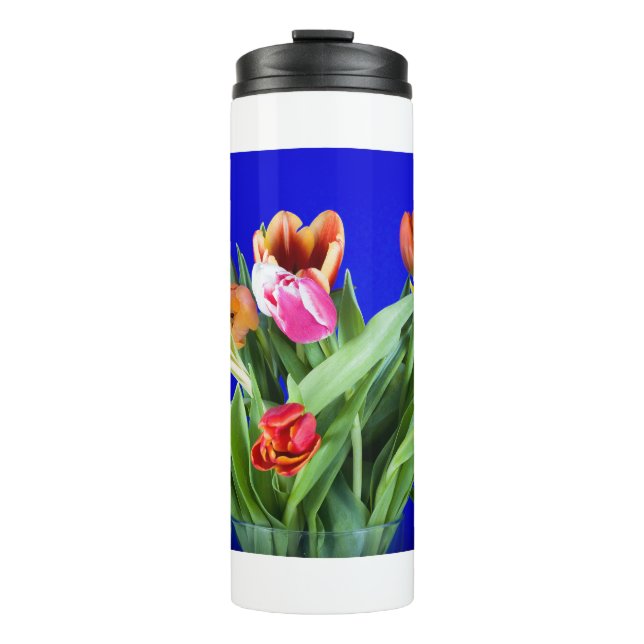 Tulips on Blue Thermosbecher (Vorderseite)