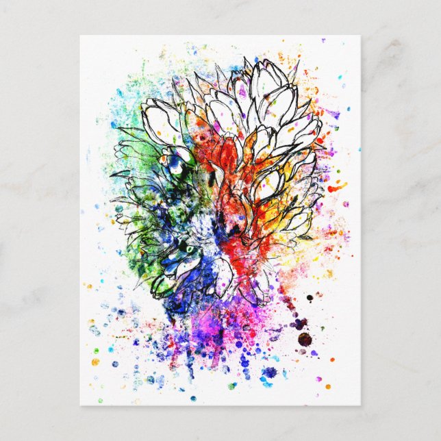 Tulips Pencil Sketch Postkarte (Vorderseite)