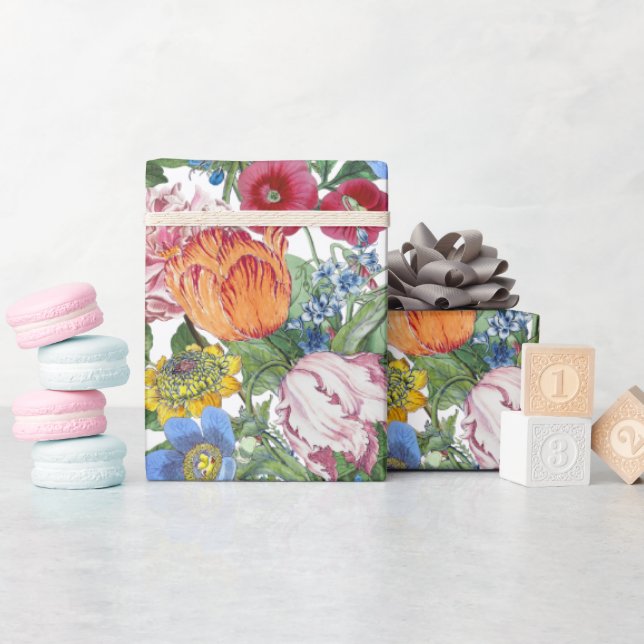 Tulips Peony Spring Flower Garden Geschenkpapier (Babyparty)