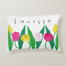 Tulips Pink Yellow Purple Green Modern Customize.