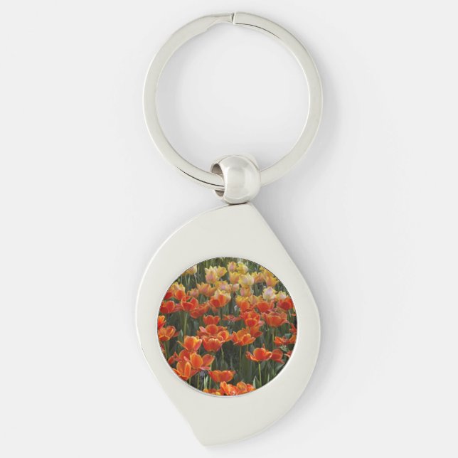 Tulips Round Metal Keychain Schlüsselanhänger (Vorderseite)