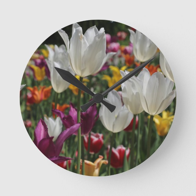 Tulips Runde Wanduhr (Vorderseite)