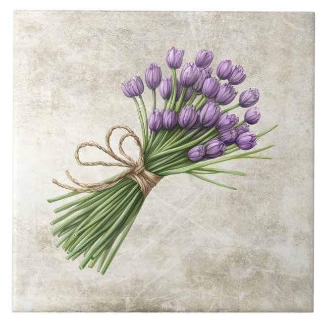 Tulips Rustic Floral Faux Ceramic Tile Fliese (Vorderseite)