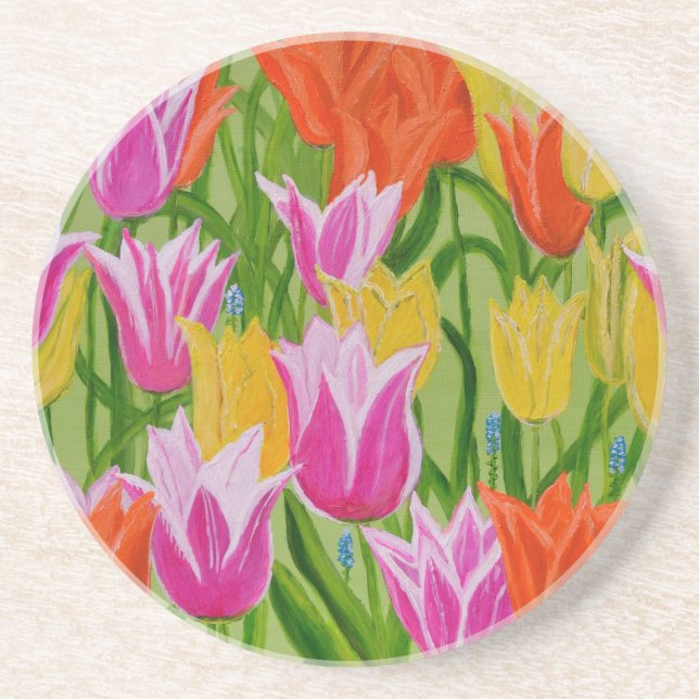 Tulips Sandstein Untersetzer (Vorne)
