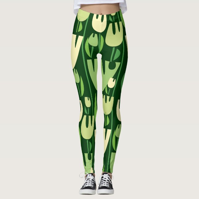 Tulips Scandinavian Style Pattern Leggings (Vorderseite)