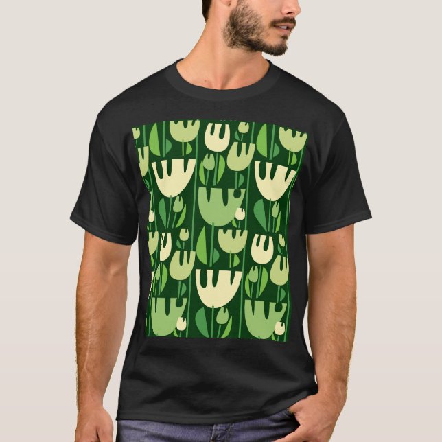 Tulips Scandinavian Style Pattern T-Shirt (Vorderseite)