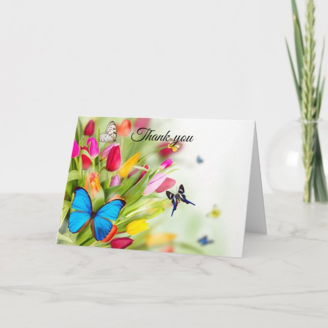 Tulips & Schmetterlinge danke Karte (Vorderseite)
