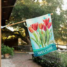 Tulips Spring wetterfeste Personalisierte Hausflag