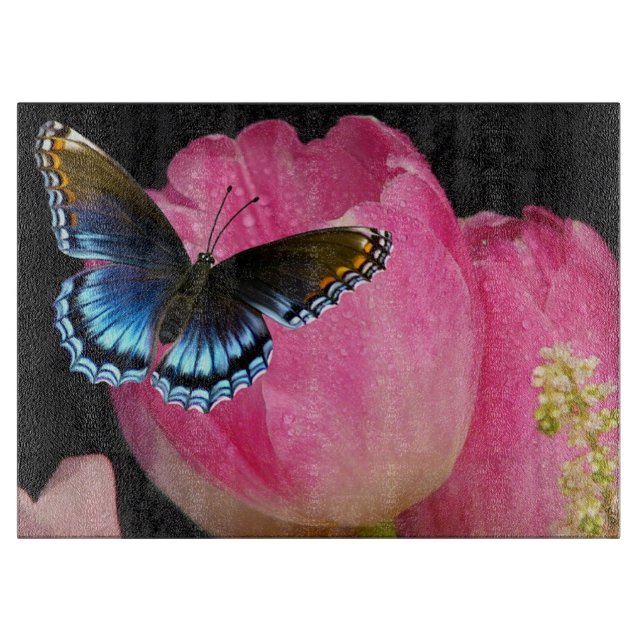 Tulips und Butterfly Schneidebrett (Vorderseite)
