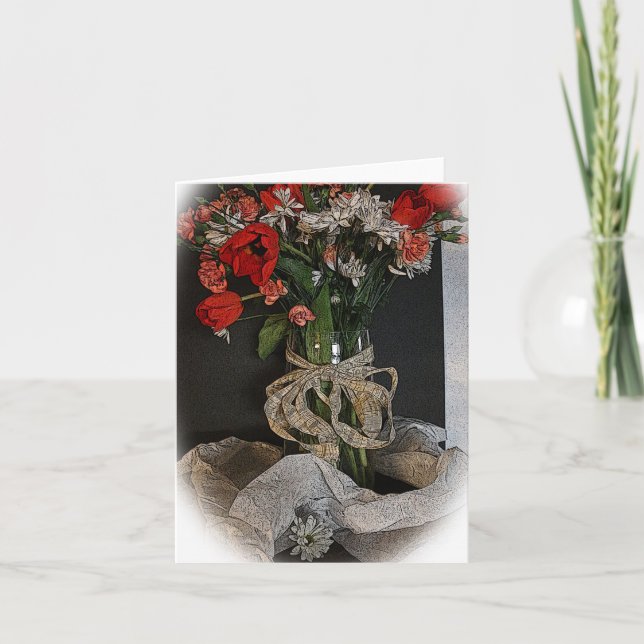 Tulips und Daisies Karte (Vorderseite)