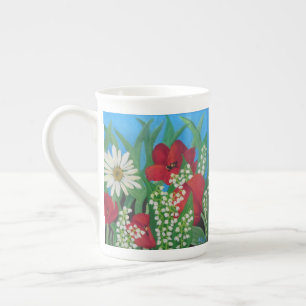 Tulips und Daisies Prozellantasse