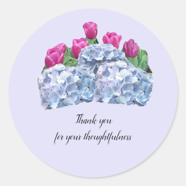 Tulips und Hydrangeas Vielen Dank Sticker (Vorderseite)