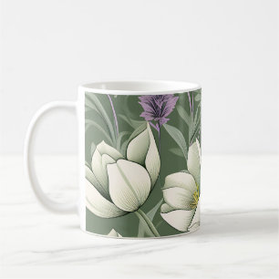 Tulips und Lavendel auf grün Kaffeetasse