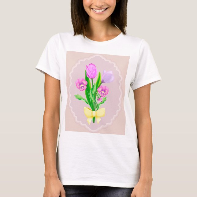Tulips und Stiefmütterchen T-Shirt (Vorderseite)