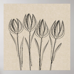 Tulips Zeichnend Leinwand Blume Poster