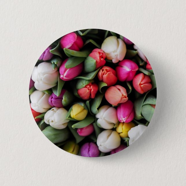 Tulissen Farbige Blume Osterfrühling Button (Vorderseite)