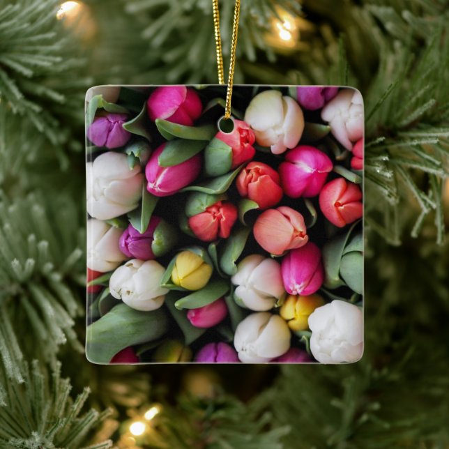 Tulissen Farbige Blume Osterfrühling Keramikornament (Baum)