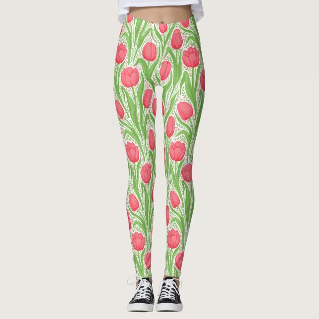Tulissen in Rot und Grün Leggings (Vorderseite)