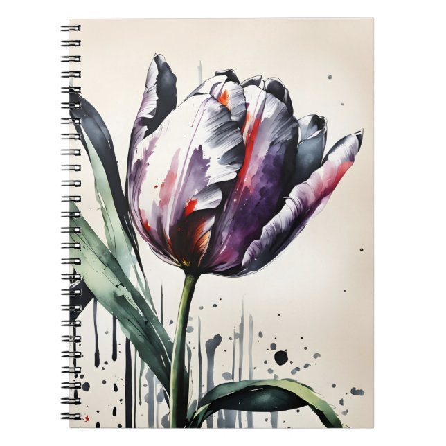 Tulpe - Aquarellblumen Notizblock (Vorderseite)