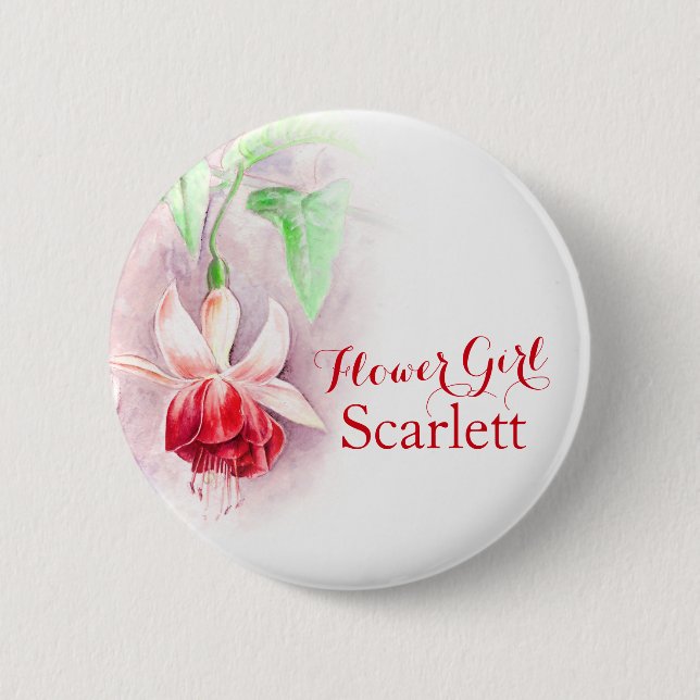 Tulpe-Blumenmädchenhochzeits-Button/-knopf des Button (Vorderseite)