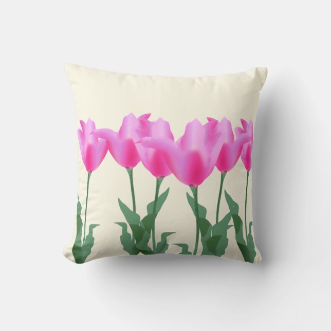 Tulpe-Blumenmit blumenfrühling des modernen Kissen (Vorderseite)