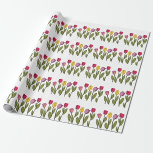 Tulpe Farbige Florale Tulpe Geschenkpapier