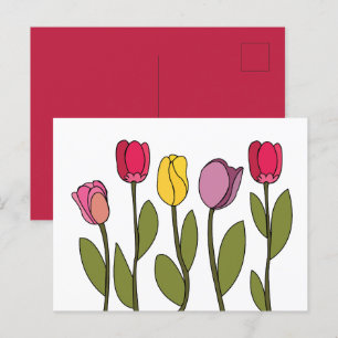 Tulpe Farbige Florale Tulpe Postkarte