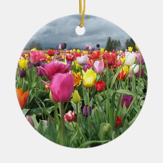 Tulpe-Feld-Verzierung Keramikornament (Vorne)