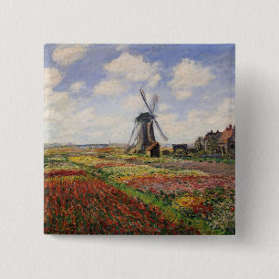 Tulpe-Felder Rijnsburg Windmühle Claude Monets   Button