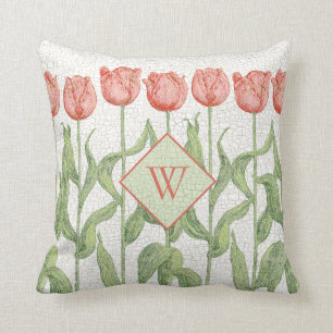 Tulpe-Garten-Monogramm Kissen