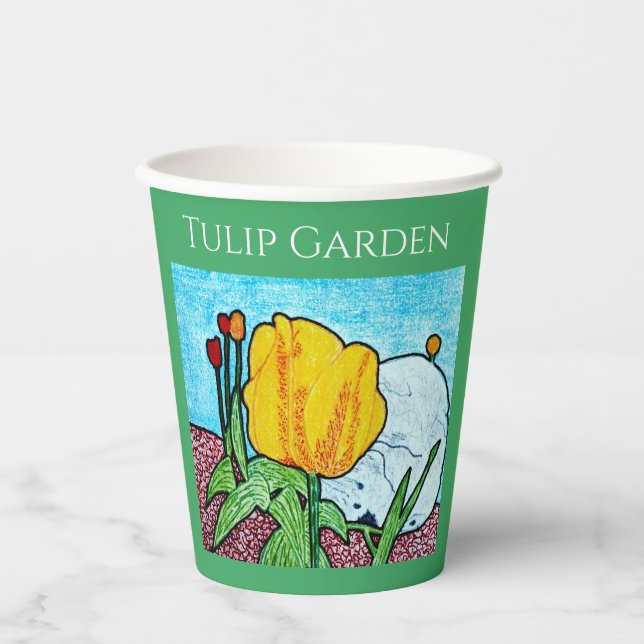 Tulpe im Garten  Pappbecher (Vorderseite)