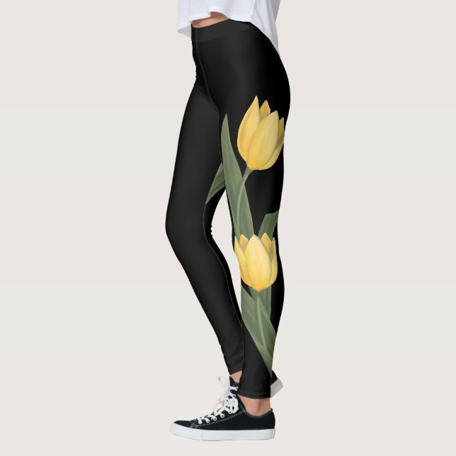 Tulpe-Leggings-Ostern-Tulpe-Kunst-Blumen-Hosen Leggings (Links)