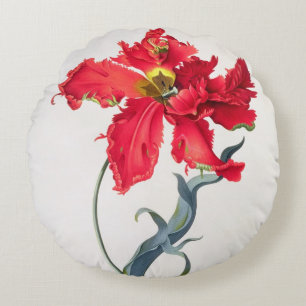 Tulpe: Perroquet Rouge Rundes Kissen
