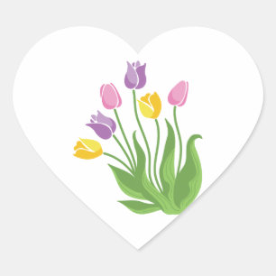 Tulpe-Pflanze Herz-Aufkleber