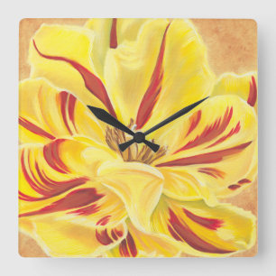 Tulpe-Power II Quadratische Wanduhr