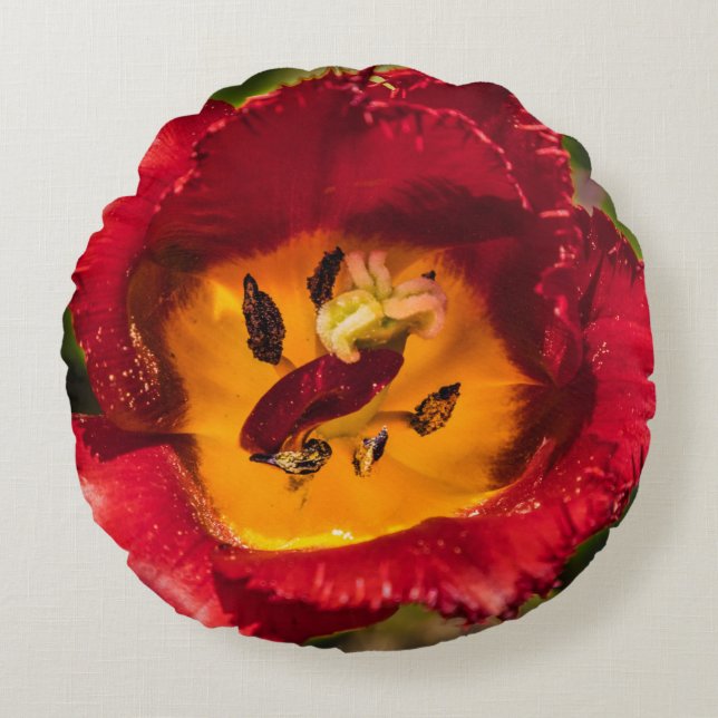 Tulpe Rundes Kissen (Vorderseite)
