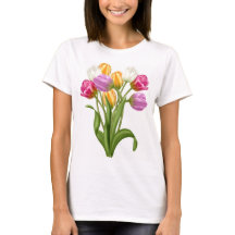 Tulpe-T-Shirt für Frauenfrühlings-Blumen