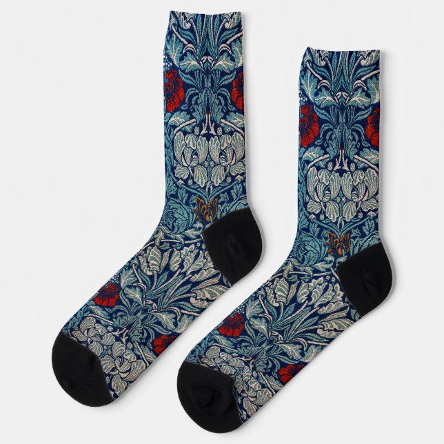 Tulpe und Rose, William Morris Socken (Linkes Detail)