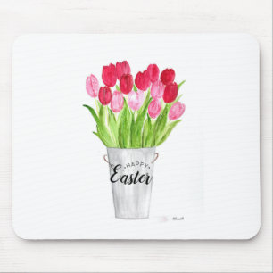 Tulpen Aquarell Blumen Happy Easter Rosa elegant Mousepad