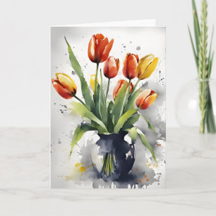 Tulpen - Aquarellblumen Karte