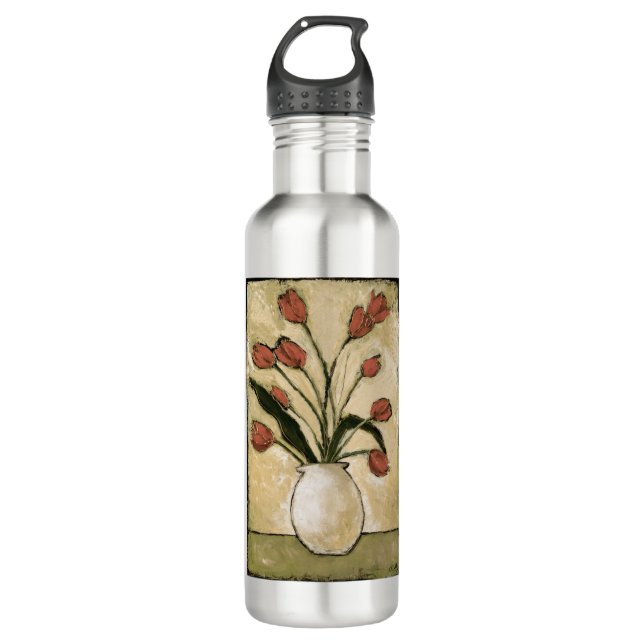 Tulpen BAG10-V2 in Red.tif Edelstahlflasche (Vorderseite)